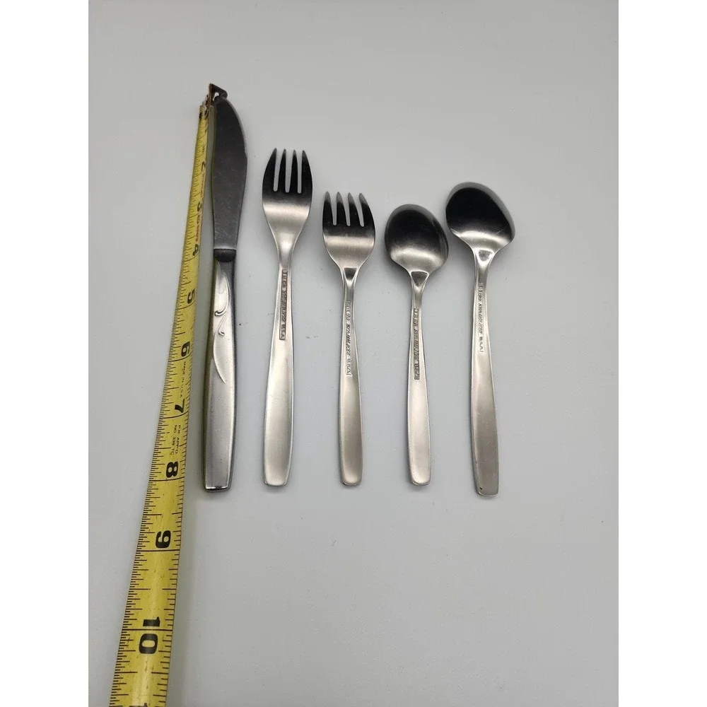 Set Of 5 IS Co International Garden Manor / Brentwood Stainless Flatware Set USA